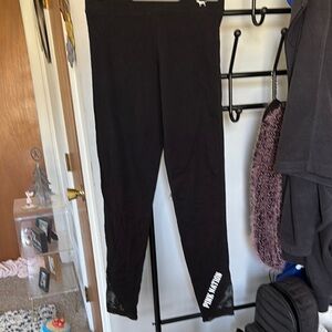 PINK Full-Length Textured Leggings with Wide Waistband